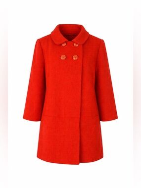 Banana Republic Orange Wool Blend Double Breasted Coat Retro Mod M